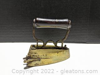 Antique Brass Iron w/ Wood Handle