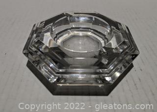 Val St.Lambert Crystal Octagon Cigar Ashtray 