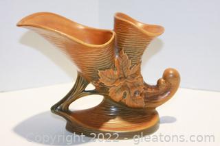 Vintage Roseville Brown Double Cornucopia Pottery/Vase