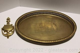 Vintage Brass Door Knocker Colonial Style & Vintage Brass Serving Tray