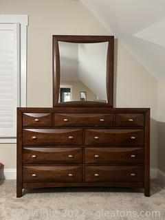 Hickory 9 Drawer Dresser with Mirror by Timber Industries