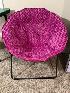 Bright Pink Fuzzy Saucer Chair