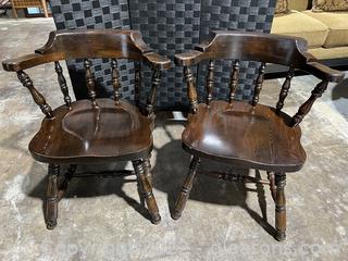 A Pair of Antique Mahogany Barrel Style Dining Chairs