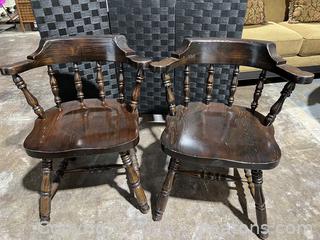 A Pair of Antique Mahogany Barrel Style Dining Chairs