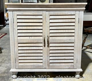 Rustic Weathered Wooden Louvred Cabinet