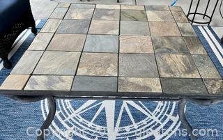 Industrial Slate Tile Top Metal Patio/Coffee Table