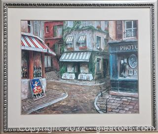 Lovely Framed French Street Scene Print by Mark St. John
