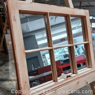 Nice Wall Mirror Constructed From 6 Pane Vintage Window Frame