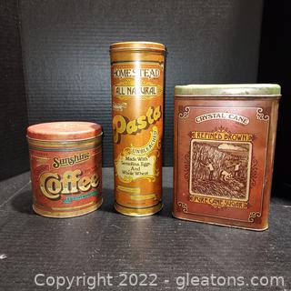 3 Vintage Tin Canisters