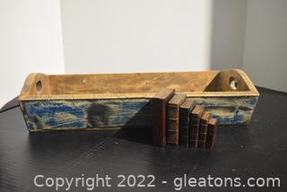 Rustic Wooden Tray & Mini Resin Book Accent 