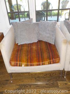 Pet’s Extra-Wide Slim-Line Armchair with Tweed-Like Upholstry
