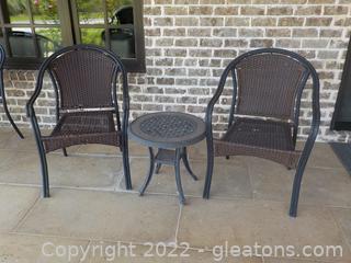 Patio Set with 2 Armed Chairs and 1 Table, (on Front Porch)