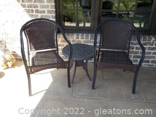 Patio Set with 2 Armed Chairs and 1 Table (on Front Porch)