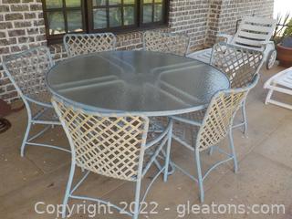 Vintage Brown Jordan Patio Set with 4 chairs and 1 Table (on Front Porch)