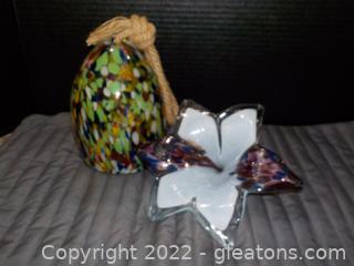 Murano Glass Handblown Flower and Creative Garden Glass Wind Chime 