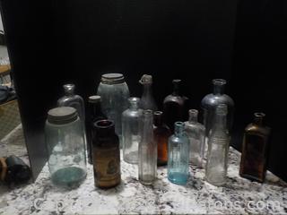 Vintage Glass Bottles and Mason Jars