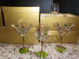 Fun Colorful Hand Painted Wine and Martini/Margarita Glasses
