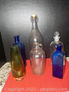 Eclectic Group of Decor Bottles (6 pc)