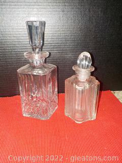 Pair of Heavy Crystal/Glass Decanters
