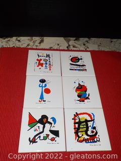 Joan Miro!  Six-Piece Set of Ceramic Coasters Featuring the Art of Joan Miro