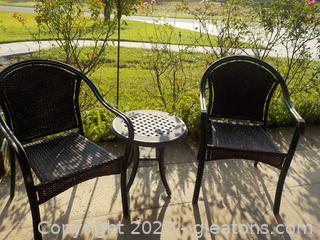 Patio Set with 2 Armed Chairs and 1 Table (On Front Porch) 