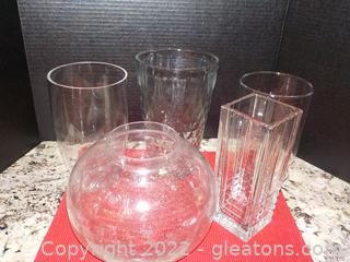 Stunning Glass/Crystal Vases or Vessels for Decor (5pc) 