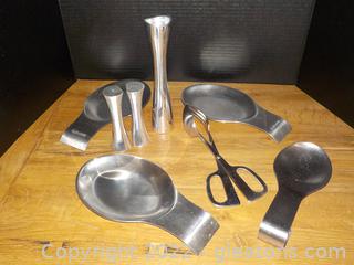Kitchen Pewter/Stainless Steel Lot (6 Pieces) 