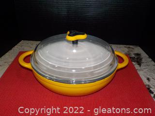 Rachael Ray Cast Iron Casserole Pan with Glass Lid 