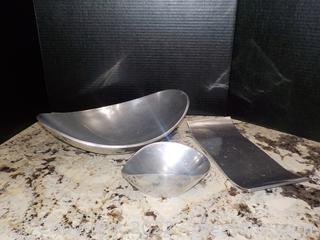 2 Nambe Modern Serveware Pieces Plus 1 More from Mexico 