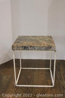Marble Top Metal Frame Side Table