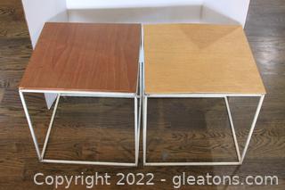 Pair of Metal Framed End Tables
