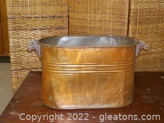 Antique Copper Boiler with Wooden Handles