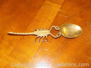 Rare Antique Hindu Ritual Scorpion Spoon; Circa 1930’s