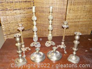 An Assortment of Brass Candle Holders (4 pr.)