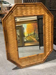 Woven Rattan and Faux Bamboo Mirror 