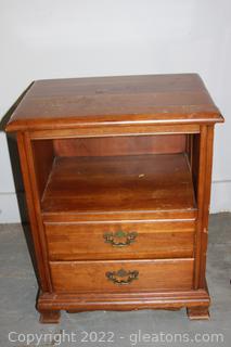 Vintage Solid Cherry 2 Drawer Side Table/Night Stand