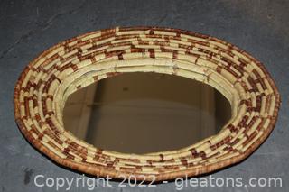 Vintage Oval Woven Wall Mirror