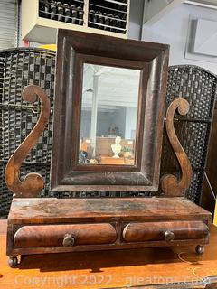 Vintage Footed Shaving Mirror with Drawers