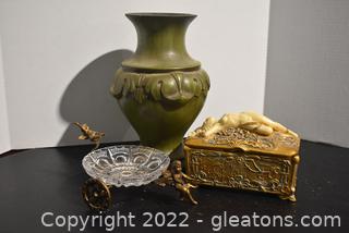 Hager Vase- Gilt Metal Chariot with Cherubs – Art Nouveau Jewelry Casket 