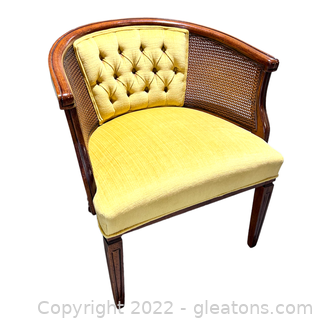 Gorgeous Mid Century Tufted Cane Accent Chair