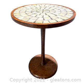 Mosaic Tile Top Pedestal Side Table