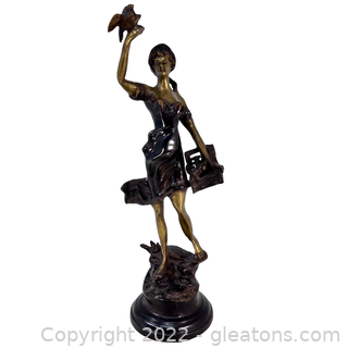 Antique Solid Brass Lady Figurine