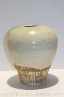Vintage Pottery Vase with Glazed Design 