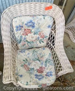Wonderful White Wicker- Outdoor Pair of Chairs 