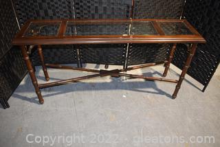 Vintage Glass Top, Faux Bamboo, Sofa / Console Table