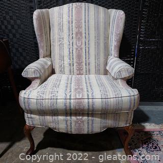 Nice Queen Anne Style Wing Back Chair