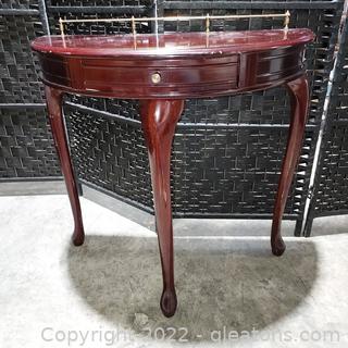 Small Half Moon Accent Table-Cherry Finish