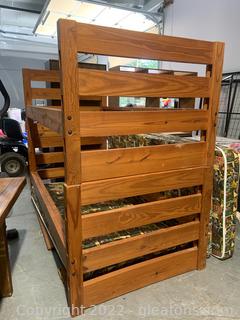 Solid Pine Pair of Twin Beds Stackable Bunkbed with Mattress 