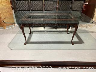 Glass Top Wood Carved Dining Table 
