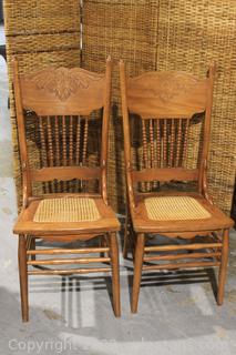 2 High Back with Cain Seat Dining Chairs 